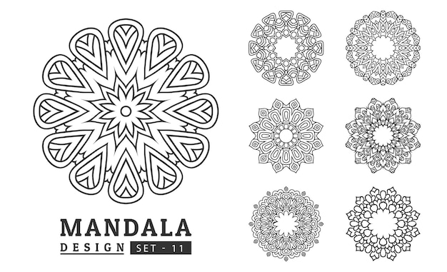 Schwarz-weiße Blumen-Mandala-Designs