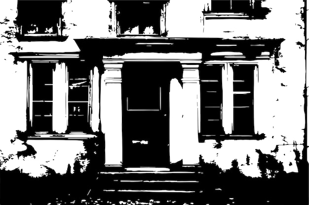 Schwarz-weiße Grunge-Textur eines alten Vintage-Hauses