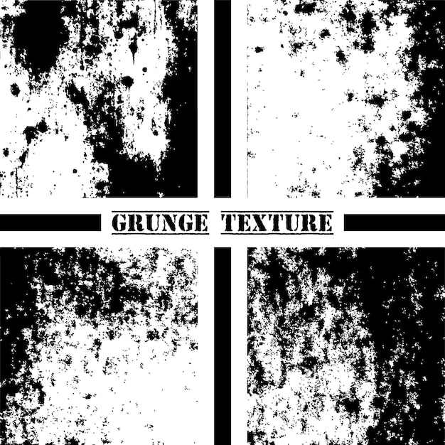 Vektor schwarz-weiße grunge-textur. grunge-texturen setzen staub-overlay