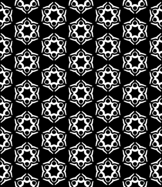 Schwarz-weiße nahtlose Mustertextur. Graustufen-ornamentales Grafikdesign. Mosaikornamente. Mustervorlage. Vektorillustration EPS10