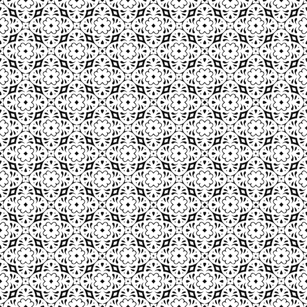 Schwarz-weiße nahtlose Mustertextur. Graustufen-ornamentales Grafikdesign. Mosaikornamente. Mustervorlage. Vektorillustration EPS10