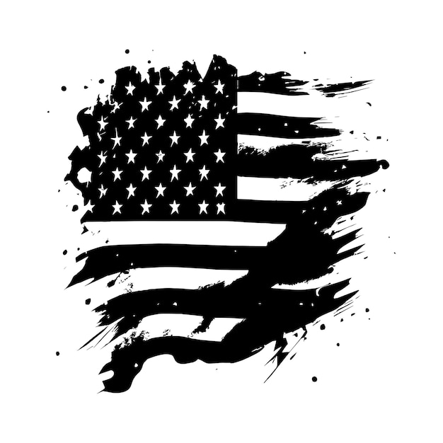 Schwarz-weiße realistische abstrakte flagge des amerikanischen unabhängigkeitstags nationale traditionen vektor
