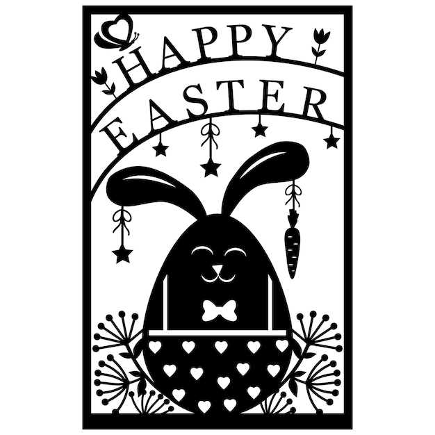 Vektor schwarz-weiße seitenansicht silhouette von bunny rabbit tiersymbol von ostern vektorillustration isoliertes element für grußkartenplakat frühlingswerbestempel broschüre geschenkkartenplakat