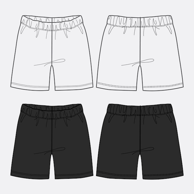 Vektor schwarz-weiße sweat-shorts-hosen-vektorillustrationsvorlage für kinder