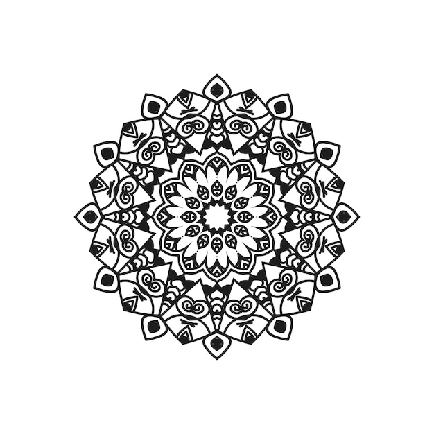 Schwarz-weißer Blumen-Mandala-Vektor