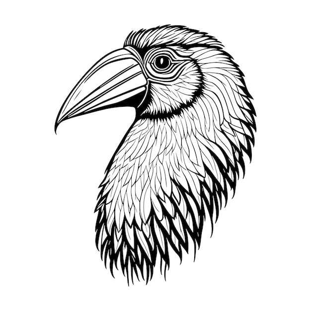 Schwarz-weißer Tukanvogel auf weißem Hintergrund