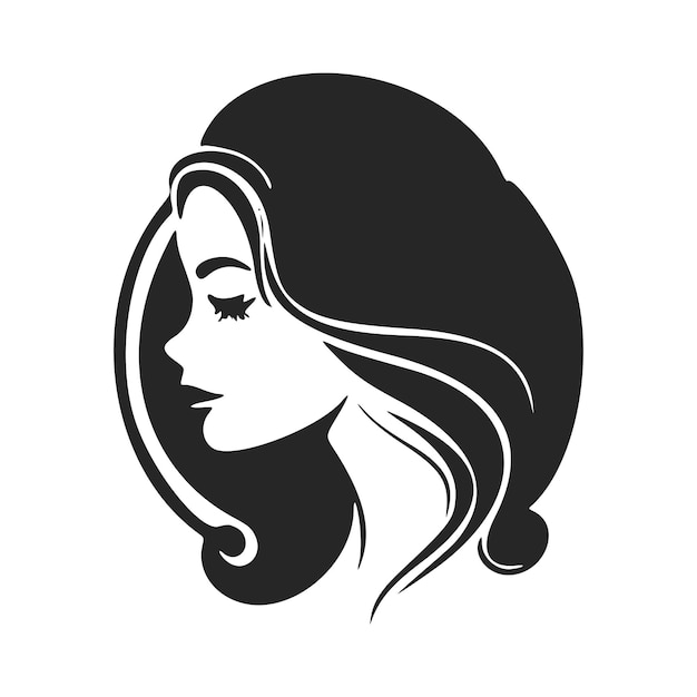 Schwarz-weißes Logo, das ein stilvolles und elegantes Mädchen für Ihre Marke darstellt