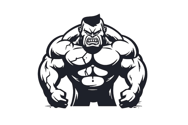 Schwarz-weißes, starkes bodybuilder-fitnessstudio-logo-design