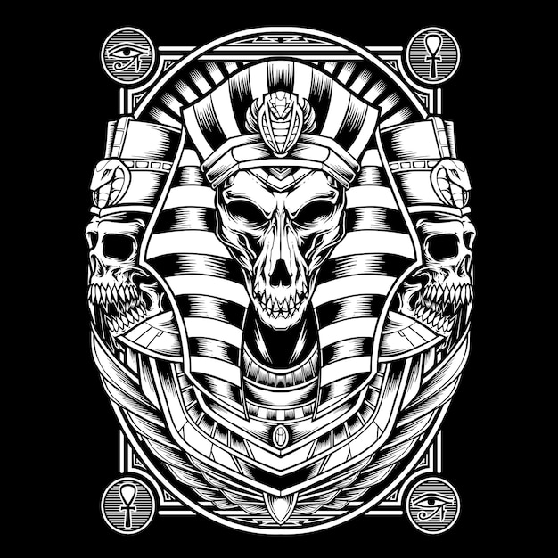 Schwarz-weißes totenkopf-anubis-design für bekleidungsmarke