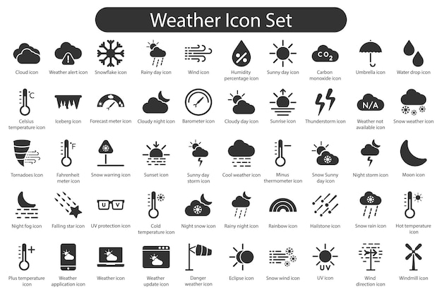 Vektor schwarz-wetter-ikonensatz