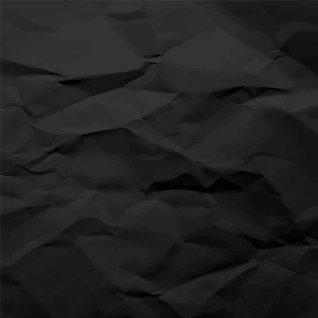 Schwarz zerknittertes Papier Texturmuster rauer Grunge alter leerer Vektor abstrakter Hintergrund