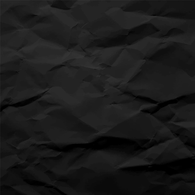 Schwarz zerknittertes Papier Texturmuster rauer Grunge alter leerer Vektor abstrakter Hintergrund