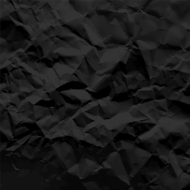 Schwarz zerknittertes Papier Texturmuster rauer Grunge alter leerer Vektor abstrakter Hintergrund