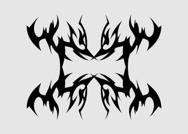 schwarze abstrakte Flamme symmetrischer Tattoo-Stammesvektor