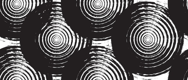 Schwarze abstrakte Kreise, nahtloses Muster im Grunge-Retro-Stil