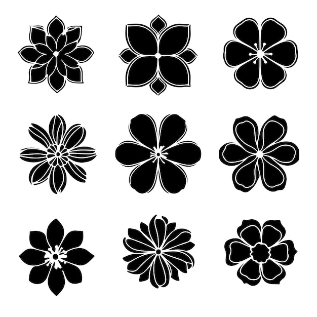 Schwarze Blumen-Silhouetten