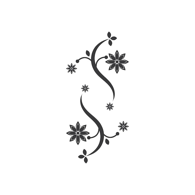 Schwarze Blumensilhouette, Vektorvorlage, Illustration