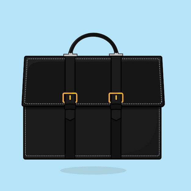 schwarze Business-Aktentasche, flacher Vektor, schwarze Business-Tasche, schwarzes Gepäck, Handtasche, schwarzes Taschendesign