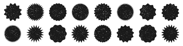 Schwarze Einkaufsetiketten mit Grunge-Textur, Vintage-Verkauf oder Rabatt-Aufkleber, spezielles Angebot, Preisschild