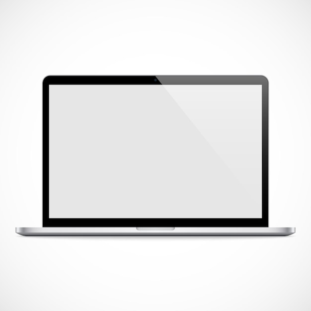 schwarze Farbe des Laptops mit einem leeren Touchscreen, isoliert auf dem grauen Hintergrund