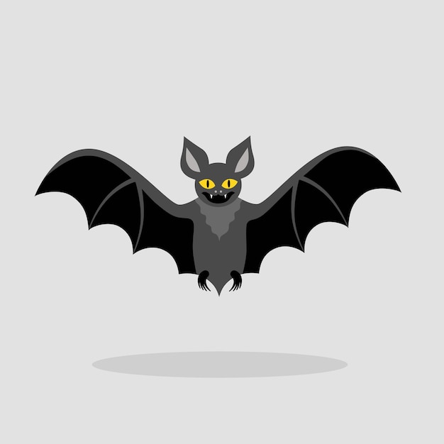 Schwarze fledermaus im cartoon-stil. vektorillustration für halloween. vampir.