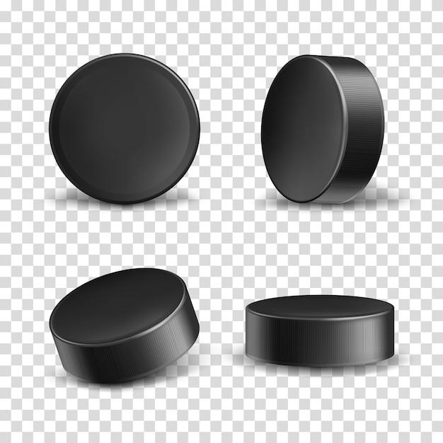Schwarze Gummipucks für Eishockey