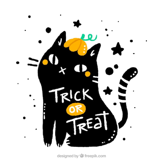 Schwarze katze mit halloween-stil