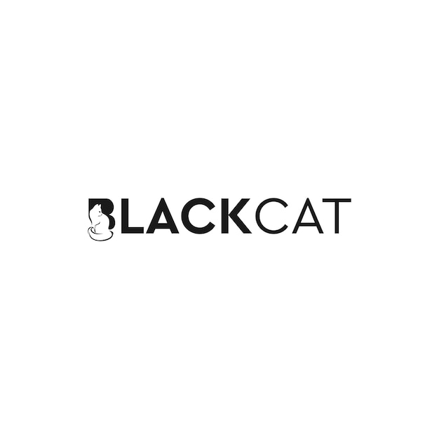 Schwarze katze-typografie-logo-design