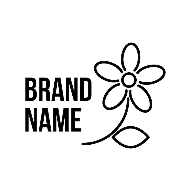 Schwarze Linie Logo mit Blume auf weißem Hintergrund Öko-Logo