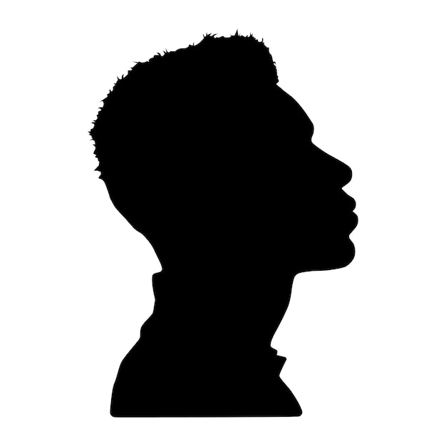 Schwarze Männer Afroamerikaner, afrikanische Profilbild-Silhouette. Mann von der Seite, Kurzhaarschnitt