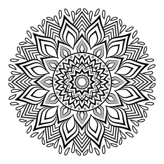 Schwarze mandala-illustration im doodle-stil. vektor handgezeichnete doodle-mandala-herzen. dekorative kunst.