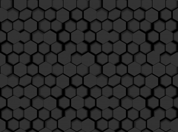 Schwarze nahtlose sechseckige muster-beschaffenheit mit hexagonen 3d und schatten