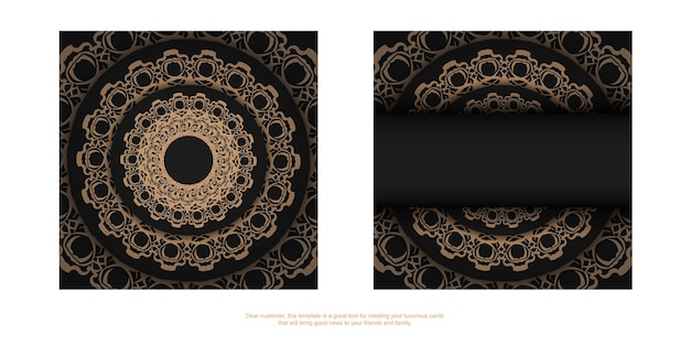 Schwarze postkarte mit vintage-braun-muster für ihr design.
