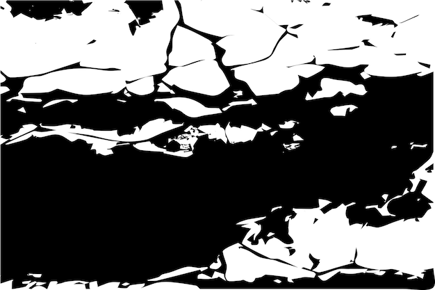 schwarze, schmutzige, zerrissene Textur einer rauen, verwitterten Wand, Vektorillustration, Hintergrundtextur
