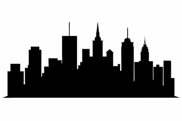Schwarze Silhouette der Stadt auf weißem Hintergrund