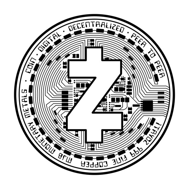 Vektor schwarze silhouette der zcash-münze