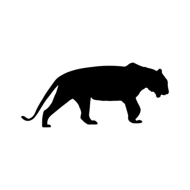Vektor schwarze silhouette des tigers auf weißem hintergrund der vektorillustration