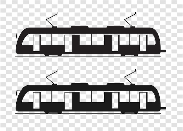 Vektor schwarze silhouette des zuges isoliert auf transparentem gitter