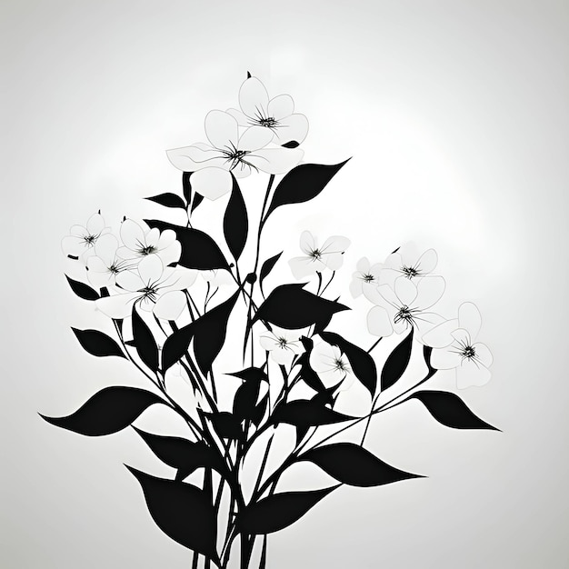 Schwarze Silhouette einer Blume auf weißem Hintergrund