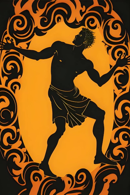 Vektor schwarze silhouette eines alten mannes auf orangefarbenem hintergrund
