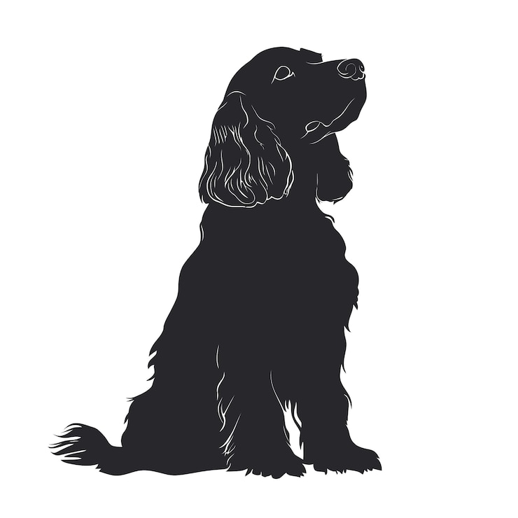 Vektor schwarze silhouette eines amerikanischen cocker spaniels