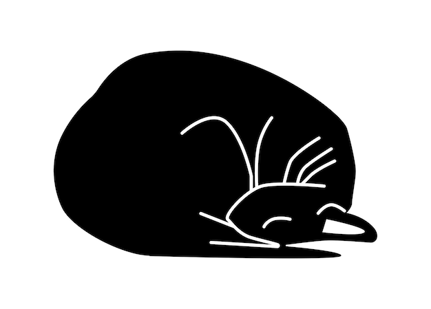 Schwarze silhouette eines logos oder symbols einer schlafenden katze