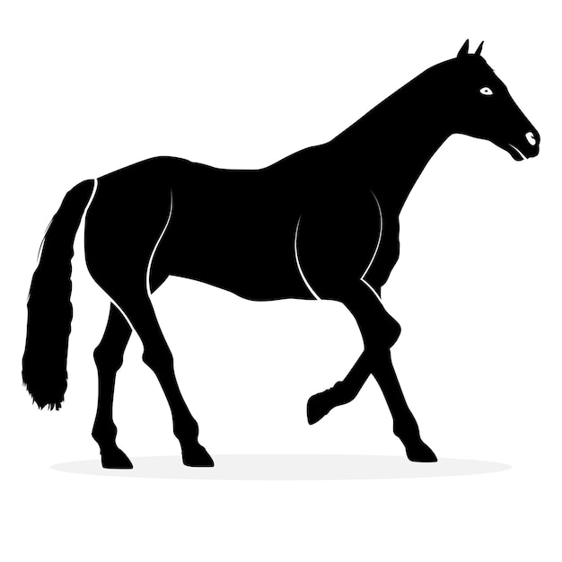Vektor schwarze silhouette eines pferdes. schönes pferdevektordesign, das ein pferd aufrichtet. pferdesilhouettenvektor