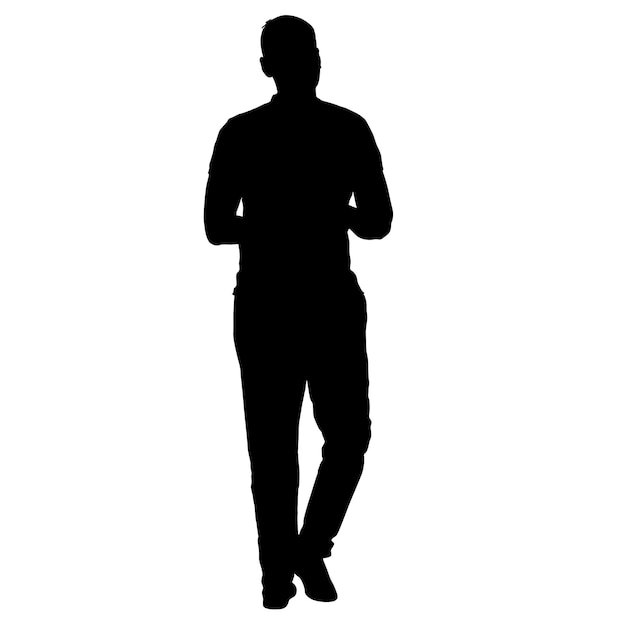 Schwarze silhouette mann steht menschen auf weißem hintergrund