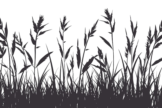 Schwarze Silhouette von großem Gras vor weißem Hintergrund Vektor-Illustrationsdesign