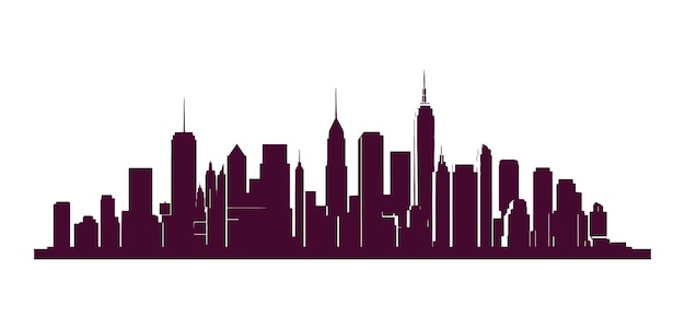 Schwarze Silhouetten von Stadtansichten auf weißem Hintergrund