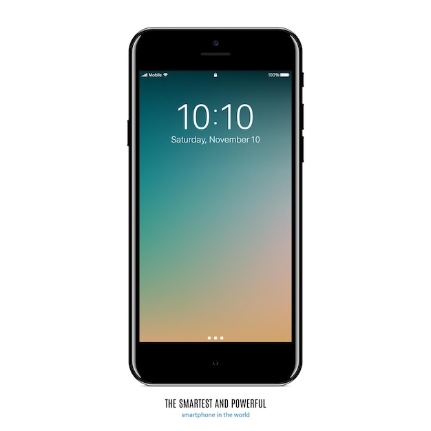 Vektor schwarze smartphone-farbe mit einem farbigen bildschirm auf weißem hintergrund