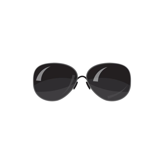 Schwarze Sonnenbrille-Ikone im Cartoon-Stil auf weißem Hintergrund