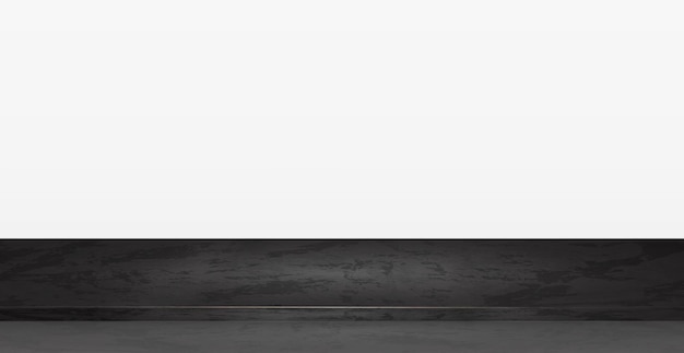 Vektor schwarze steintischplatte auf weißem panoramahintergrund werbe-webvorlage vektor