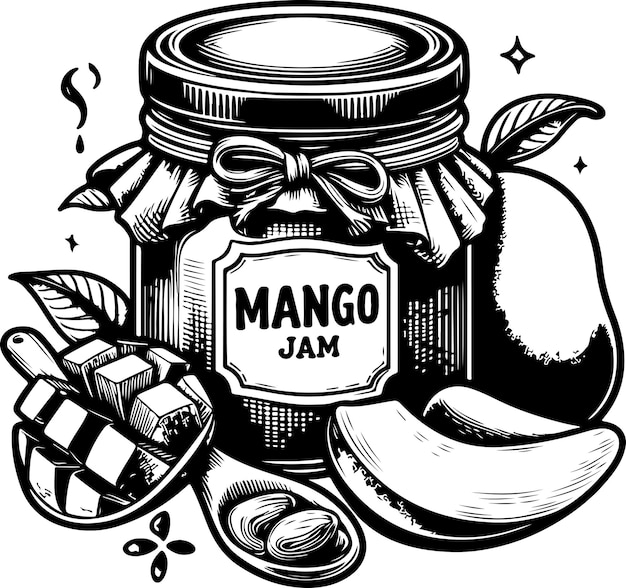 Schwarze Umrisse der Mango-Marmelade